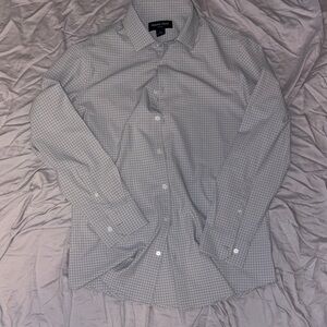 Mizzen+Main Leeward L Trim Light Gray Checked Dress Shirt - Classic Fit